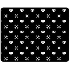 White Pixel Skull Pirate Double Sided Fleece Blanket (medium)  by jumpercat