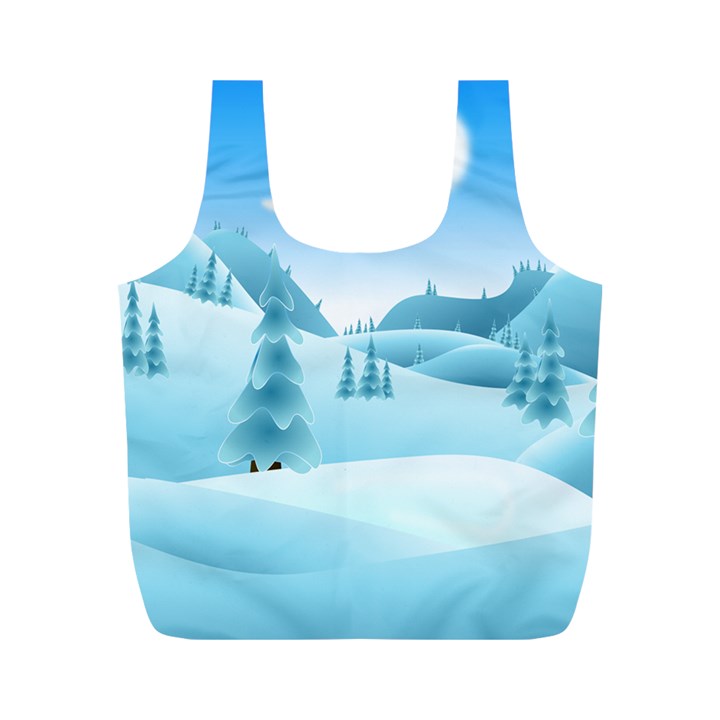 Landscape Winter Ice Cold Xmas Full Print Recycle Bags (M) 