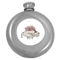 Monster Rat Hand Draw Illustration Round Hip Flask (5 Oz) by dflcprints