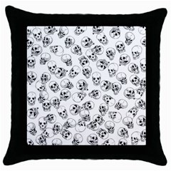 A Lot Of Skulls White Throw Pillow Case (black)