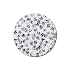 A Lot Of Skulls White Rubber Round Coaster (4 Pack) 