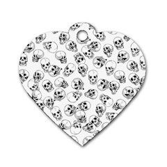 A Lot Of Skulls White Dog Tag Heart (two Sides)