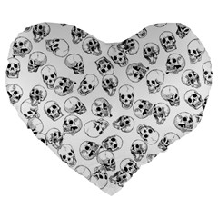 A Lot Of Skulls White Large 19  Premium Flano Heart Shape Cushions