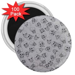 A Lot Of Skulls Grey 3  Magnets (100 Pack)