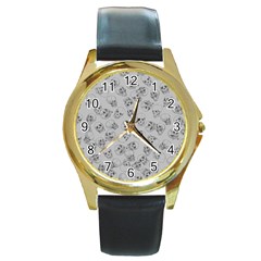 A Lot Of Skulls Grey Round Gold Metal Watch