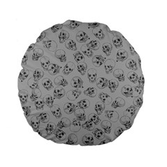 A Lot Of Skulls Grey Standard 15  Premium Flano Round Cushions