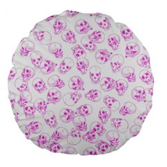 A Lot Of Skulls Pink Large 18  Premium Round Cushions by jumpercat