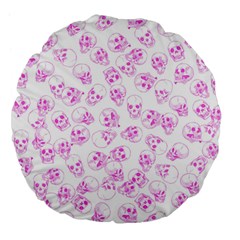 A Lot Of Skulls Pink Large 18  Premium Flano Round Cushions by jumpercat