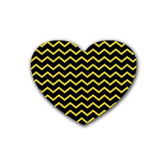 Yellow Chevron Rubber Coaster (heart)  by jumpercat