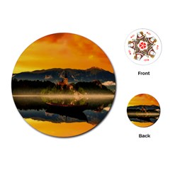 Bled Slovenia Sunrise Fog Mist Playing Cards (round)  by BangZart