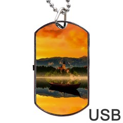 Bled Slovenia Sunrise Fog Mist Dog Tag Usb Flash (one Side) by BangZart