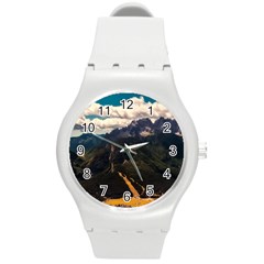 Italy Valley Canyon Mountains Sky Round Plastic Sport Watch (m) by BangZart