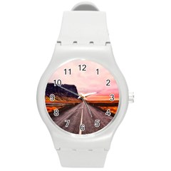 Iceland Sky Clouds Sunset Round Plastic Sport Watch (m) by BangZart