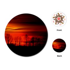 Tree Series Sun Orange Sunset Playing Cards (round)  by BangZart