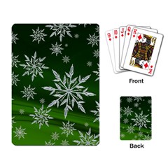 Christmas Star Ice Crystal Green Background Playing Card by BangZart