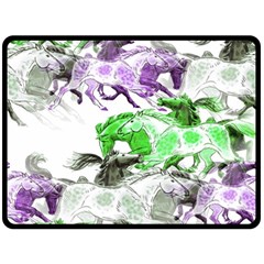 Horse Horses Animal World Green Double Sided Fleece Blanket (large)  by BangZart