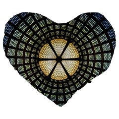 Stained Glass Colorful Glass Large 19  Premium Heart Shape Cushions by BangZart
