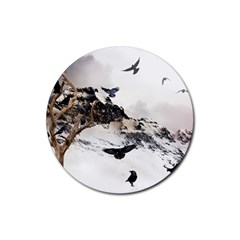 Birds Crows Black Ravens Wing Rubber Round Coaster (4 Pack)  by BangZart