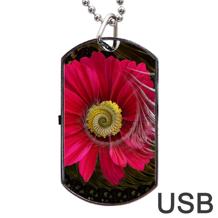 Fantasy Flower Fractal Blossom Dog Tag USB Flash (One Side)