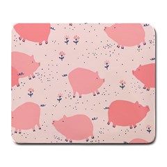 Pigs And Flowers Large Mousepads by Bigfootshirtshop