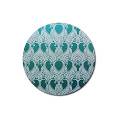 Teal Art Nouvea Rubber Coaster (round)  by NouveauDesign