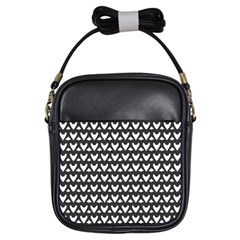 Heart Black Chain White Girls Sling Bags by Celenk