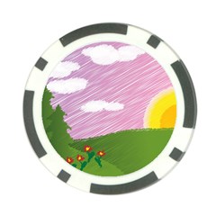 Pine Trees Sunrise Sunset Poker Chip Card Guard by Celenk