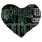 Printed Circuit Board Circuits Large 19  Premium Flano Heart Shape Cushions