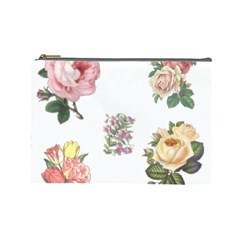 Rose Flowers Campanula Bellflower Cosmetic Bag (large)  by Celenk