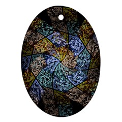 Multi Color Tile Twirl Octagon Oval Ornament (two Sides) by Celenk