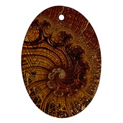 Copper Caramel Swirls Abstract Art Oval Ornament (two Sides) by Celenk