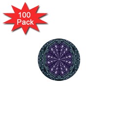 Star And Flower Mandala In Wonderful Colors 1  Mini Buttons (100 Pack)  by pepitasart