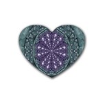 Star And Flower Mandala In Wonderful Colors Rubber Coaster (Heart)  Front