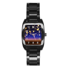 Christmas Background Star Curtain Stainless Steel Barrel Watch by Celenk