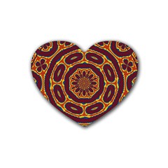 Geometric Tapestry Rubber Coaster (heart)  by linceazul