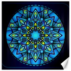 Mandala Blue Abstract Circle Canvas 16  X 16   by Celenk