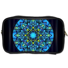 Mandala Blue Abstract Circle Toiletries Bags 2-side by Celenk