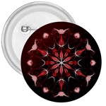 Mandala Red Bright Kaleidoscope 3  Buttons