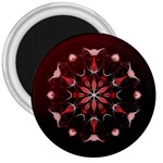 Mandala Red Bright Kaleidoscope 3  Magnets