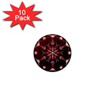 Mandala Red Bright Kaleidoscope 1  Mini Magnet (10 pack) 