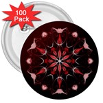 Mandala Red Bright Kaleidoscope 3  Buttons (100 pack) 