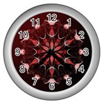 Mandala Red Bright Kaleidoscope Wall Clocks (Silver) 