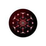 Mandala Red Bright Kaleidoscope Rubber Coaster (Round) 