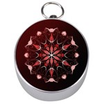 Mandala Red Bright Kaleidoscope Silver Compasses