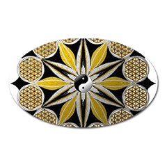 Mandala Yin Yang Live Flower Oval Magnet by Celenk