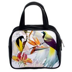 Exotic Birds Of Paradise And Flowers Watercolor Classic Handbags (2 Sides) by TKKdesignsCo