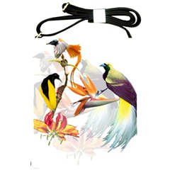 Exotic Birds Of Paradise And Flowers Watercolor Shoulder Sling Bags by TKKdesignsCo