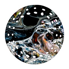 Abstract Flow River Black Round Filigree Ornament (two Sides) by Celenk