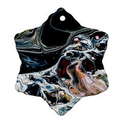 Abstract Flow River Black Snowflake Ornament (two Sides) by Celenk