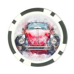 Red Car Old Car Art Abstract Poker Chip Card Guard (10 Pack)